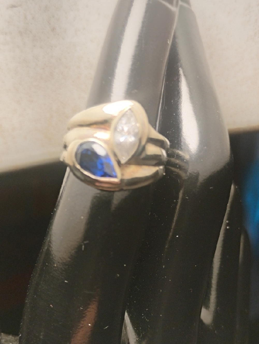 925 PAJ THAILAND Sterling Silver Diamond And Sapphire Style Ring Size 6